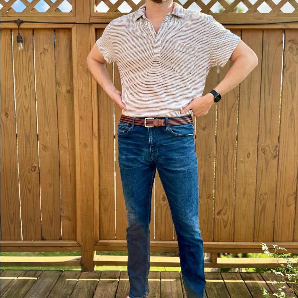 Billy Reid Gray Polo Shirt with Stripes